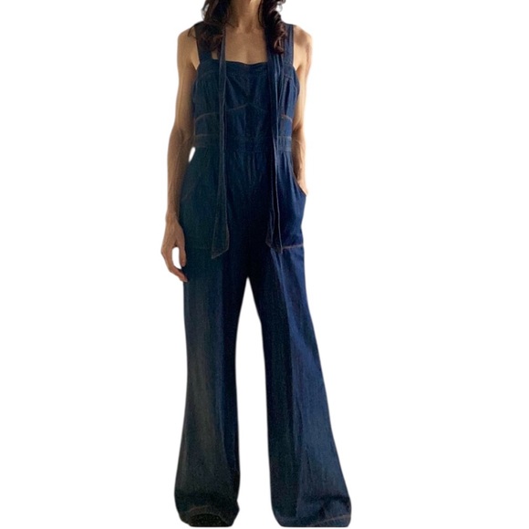 *Like New* Anthropologie Pilcro Wide-Leg Denim Jumpsuit Size 2 - Picture 8 of 10